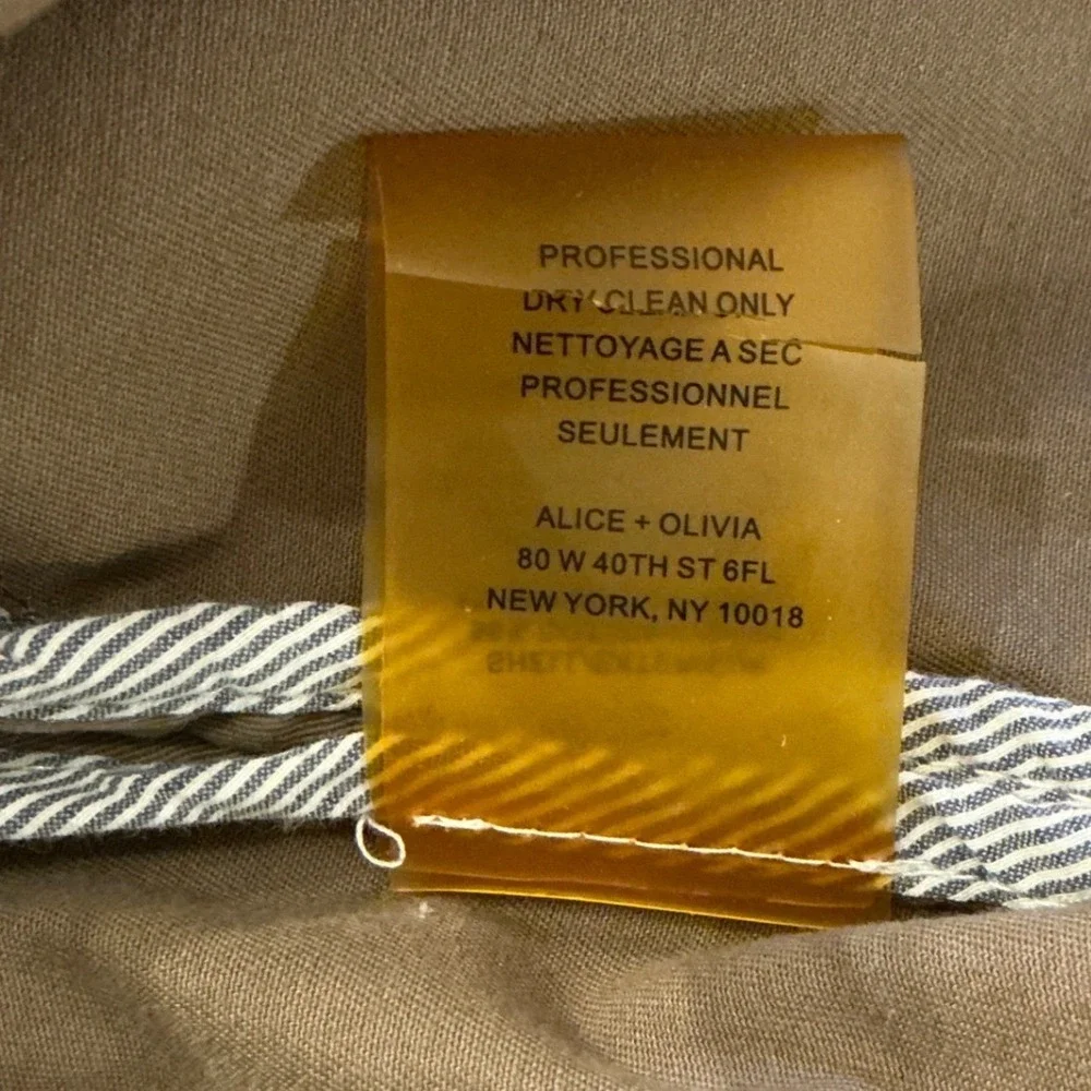 Alice + Olivia Khaki Utility Jacket Drawstring Waist Cargo Pockets Military - Picture 5 of 11